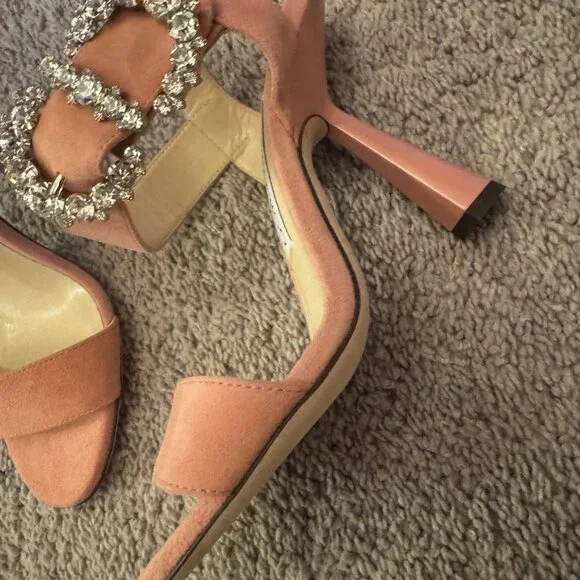 Jimmy Choo Suede Heels with Rhinestone Buckle - Picture 6 of 11